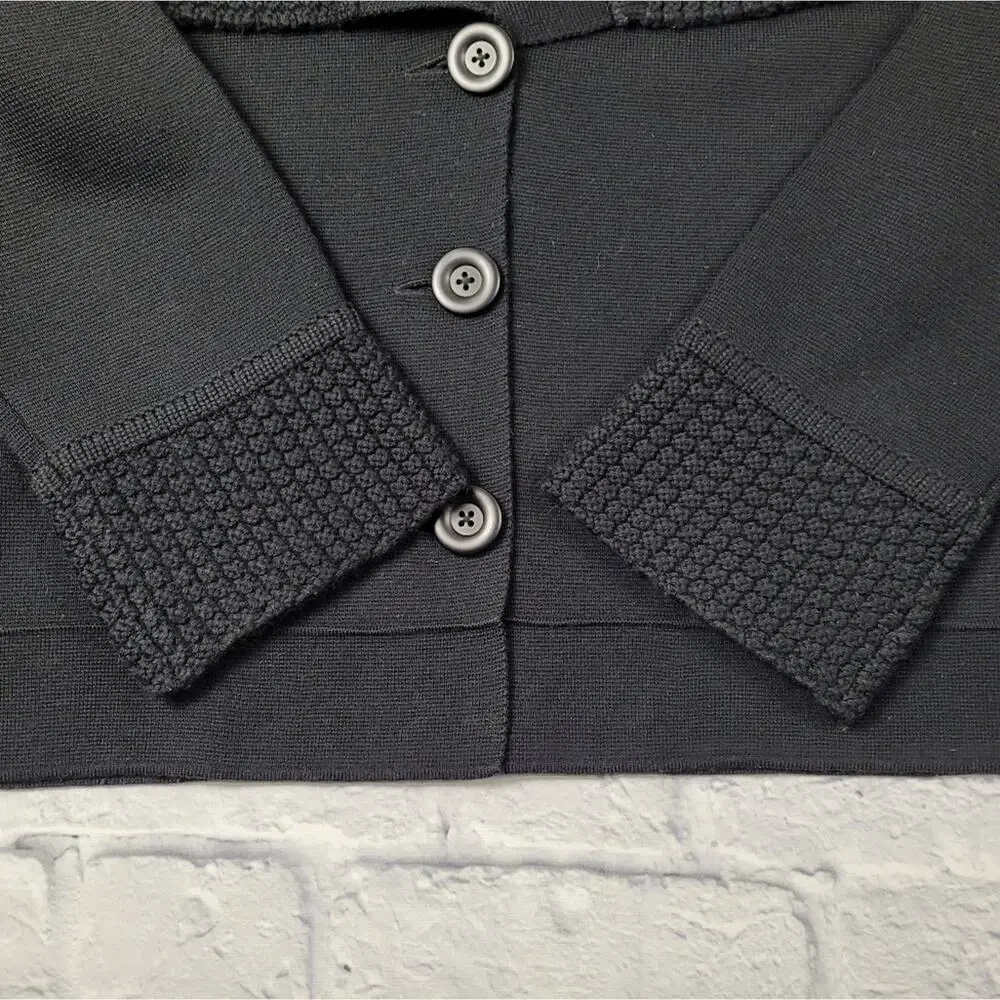 CAbi Black Jackie O Cropped Wool Blend Cardigan style #502 size Medium